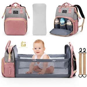 diaper bag backpack, baby travel bag, diaper bag with bed, multifunction baby bag, mommy backpack, baby organizer bag, portable baby bed bag