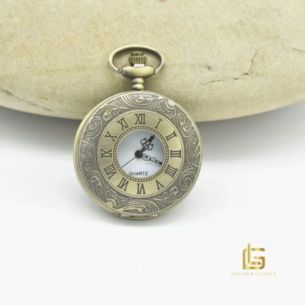 vintage pocket watch, quartz pocket watch, roman dial watch, classic chain watch, antique style watch, mens pocket watch gift